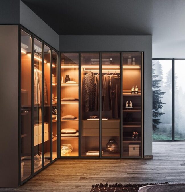 Modern Wardrobe with Glass Front