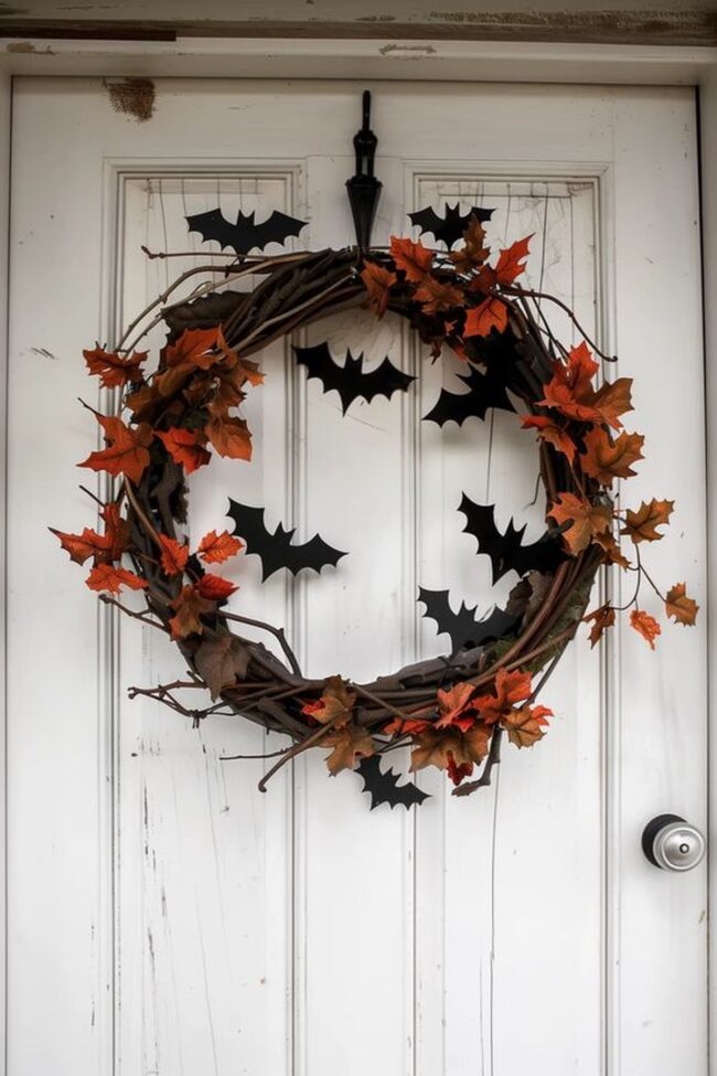 Spooky Grapevine Wreath with Bats