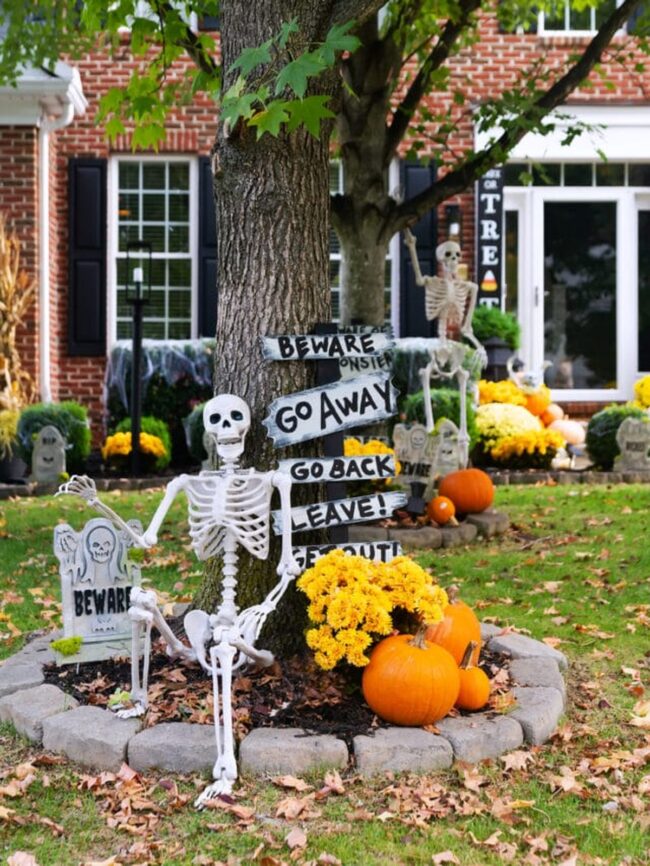 Fun Skeletons with Warning Signs