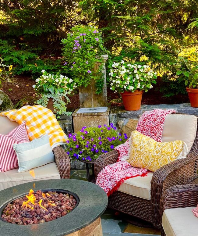 Vibrant Garden Fire Pit Gathering Spot