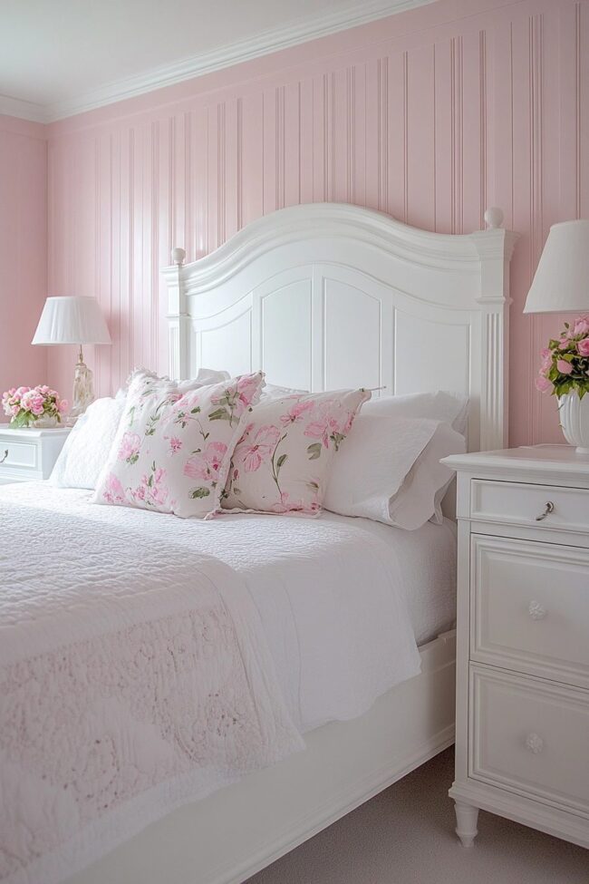 Charming Snowdrop Pink Bedroom Design