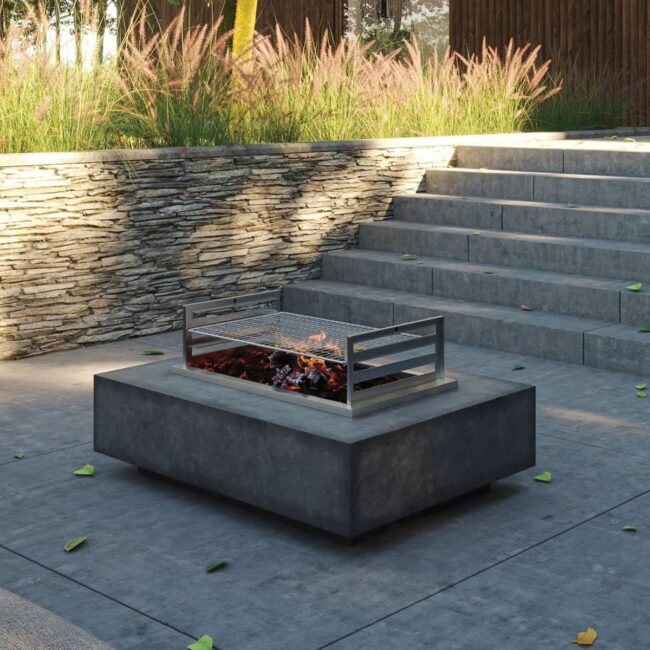 Concrete Fire Pit with Grill for Cooking