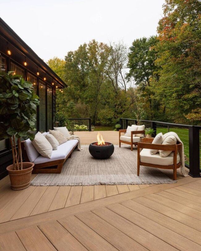 Cozy Fire Pit on the Deck