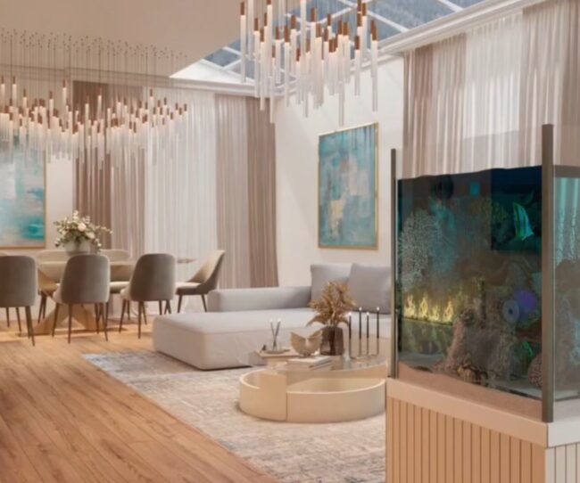 Compact Aquarium in a Cozy Living Room