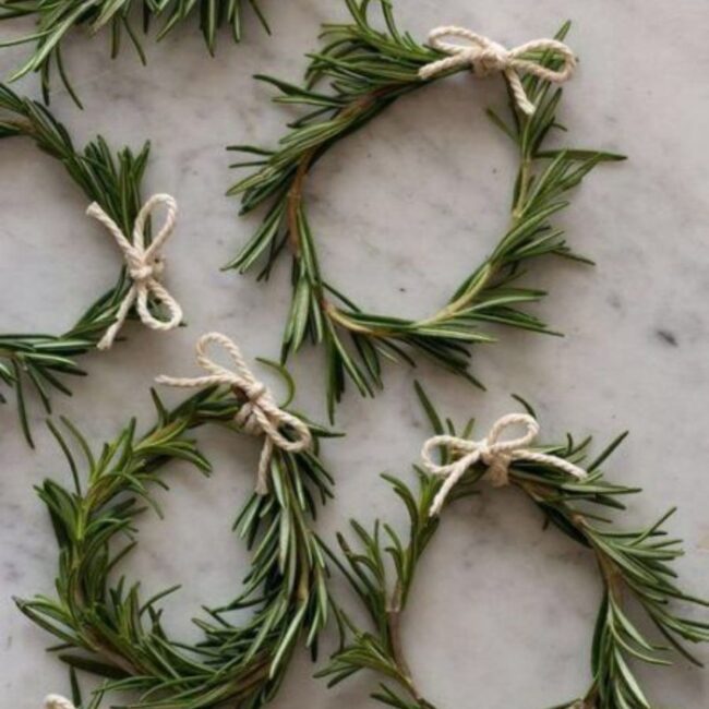 A Small Wreath with Fresh Rosemary Accents