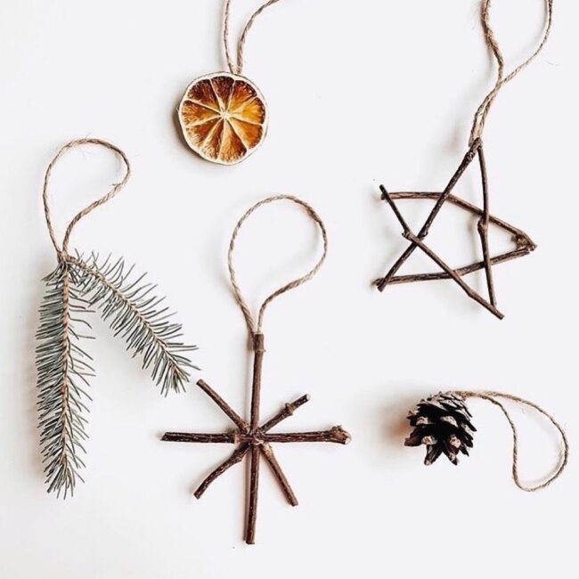 Simple Twig & Orange Ornaments for a Rustic Look