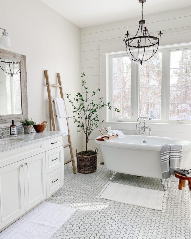 Classic Farmhouse Bathroom Featuring a Tub