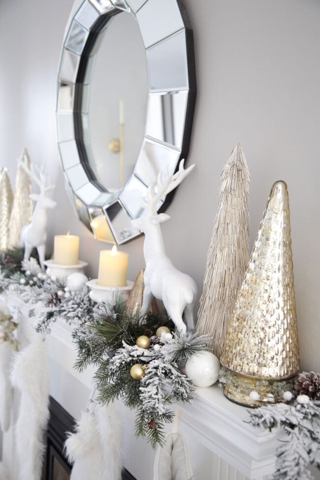 A Festive Mantel with Frosty Holiday Magic