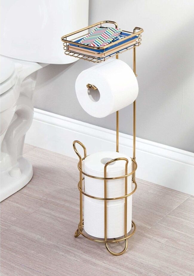 Brass Stand Featuring a Storage Basket