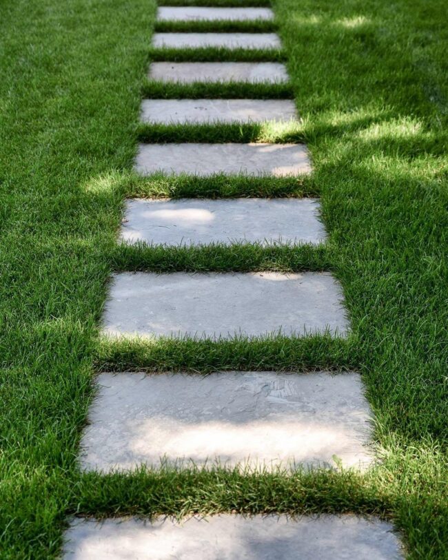 Geometric Grass and Stone Pathways