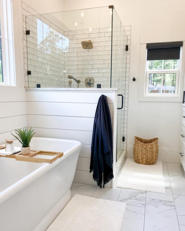 Bright, Airy Farmhouse Bathroom Look