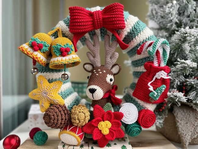 Fun Crochet Holiday Wreath for Kids