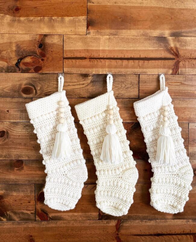 Knit Stockings with a Rustic Tassel Accent