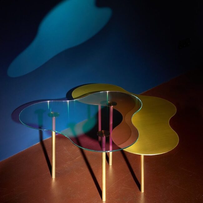 Artistic Glass Tables with Layered Design