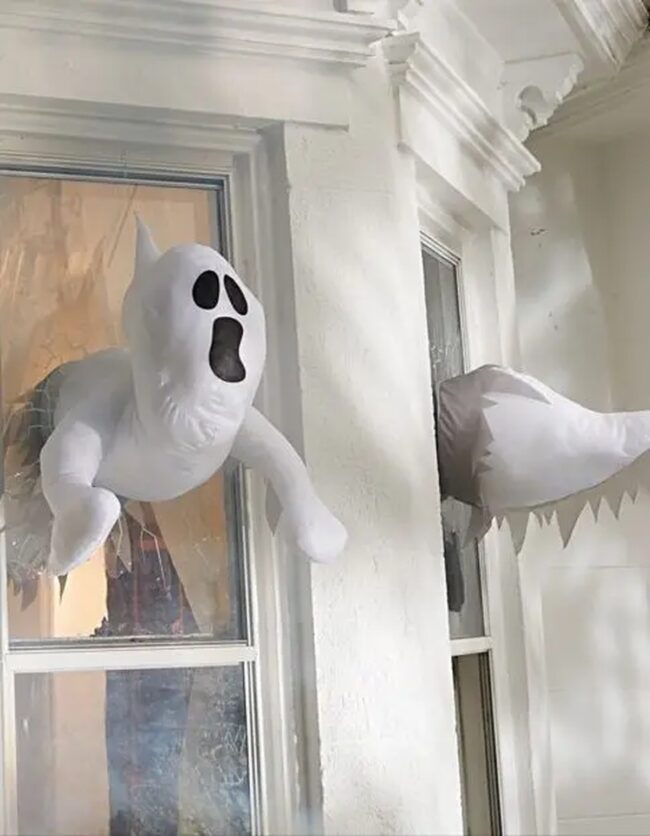 Plush Ghosts in Window Displays