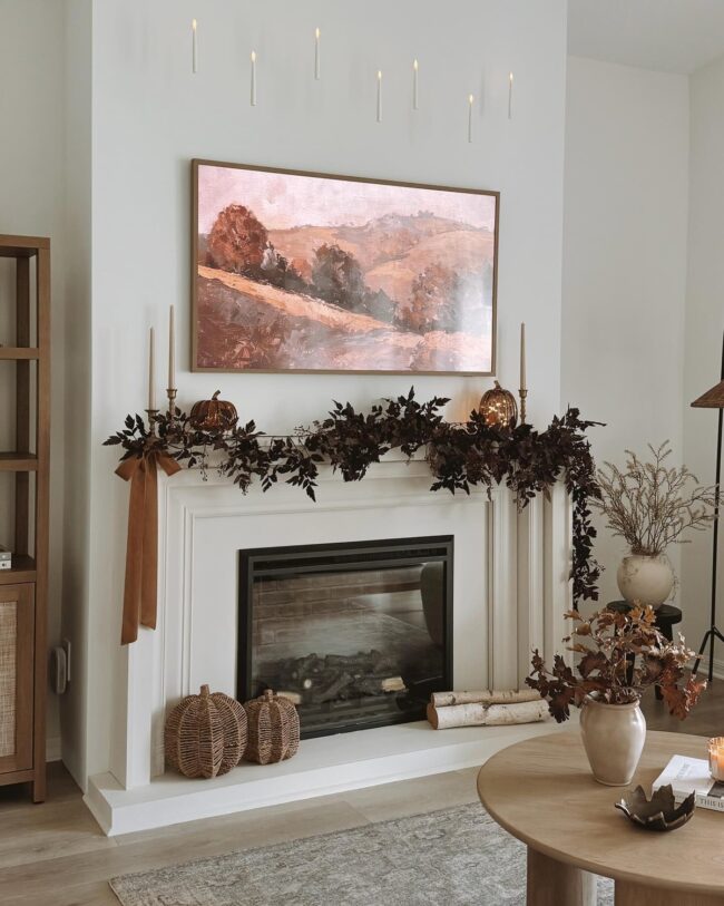 Autumn-Inspired Fireplace for Seasonal Charm