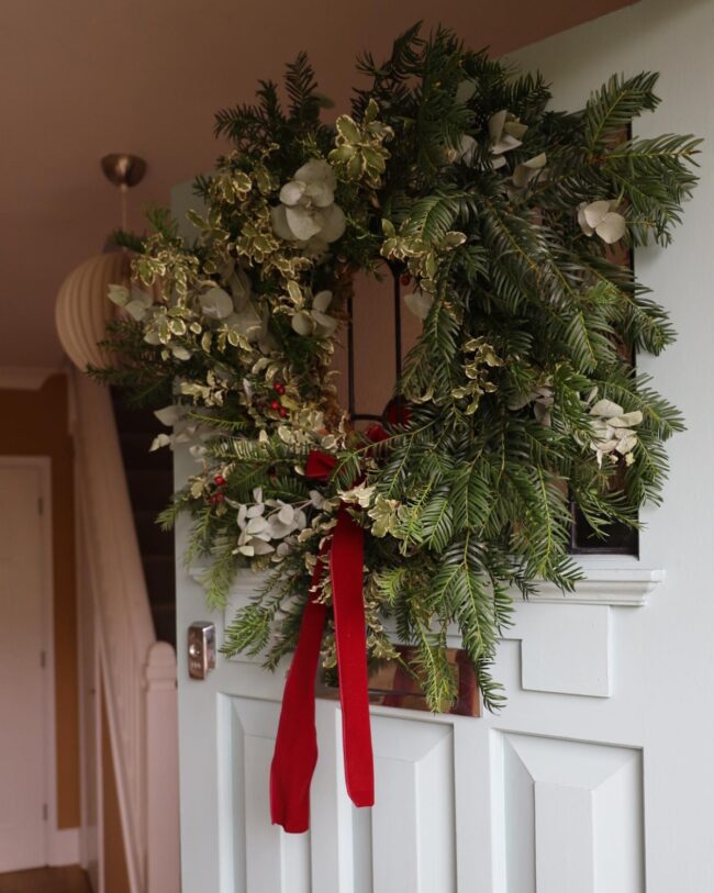 A Rustic Wreath with a Modern Holiday Twist