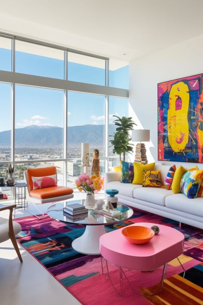 Bold and Bright in a High-Rise with a Pop of Color