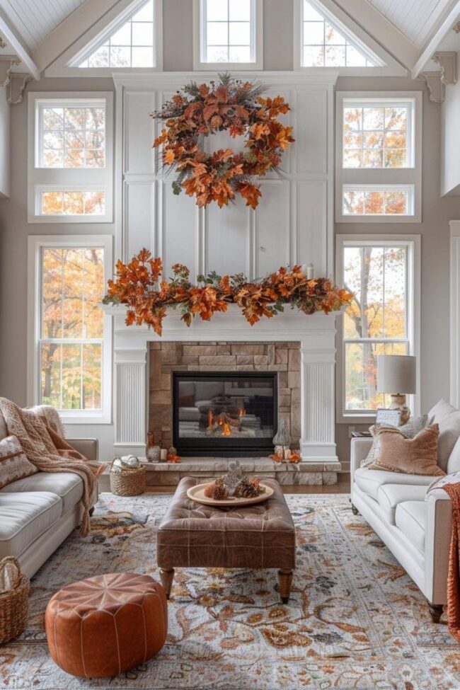 Grand Fall Display with Wreath and Garland