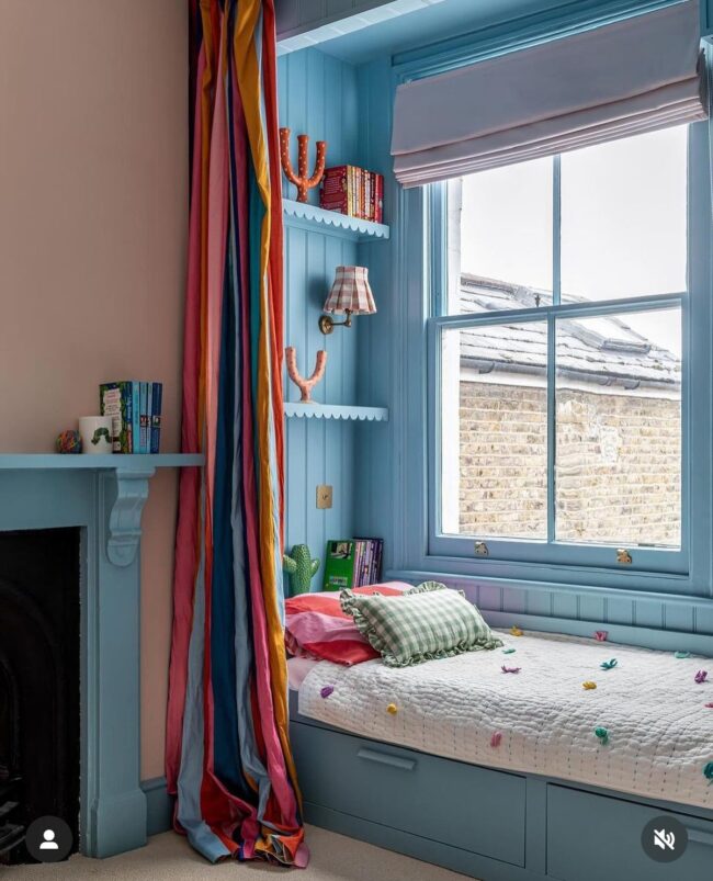 Cozy Kids’ Corner with Colorful Shelves