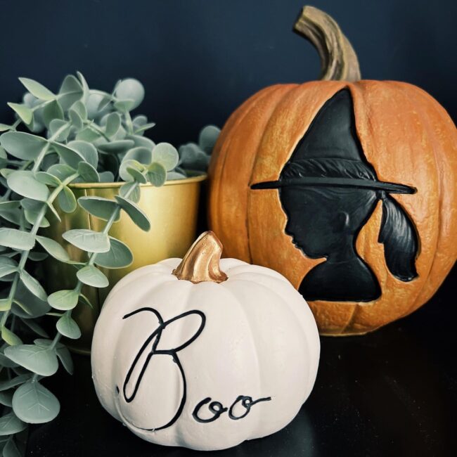 Witch and Boo Pumpkin Decor