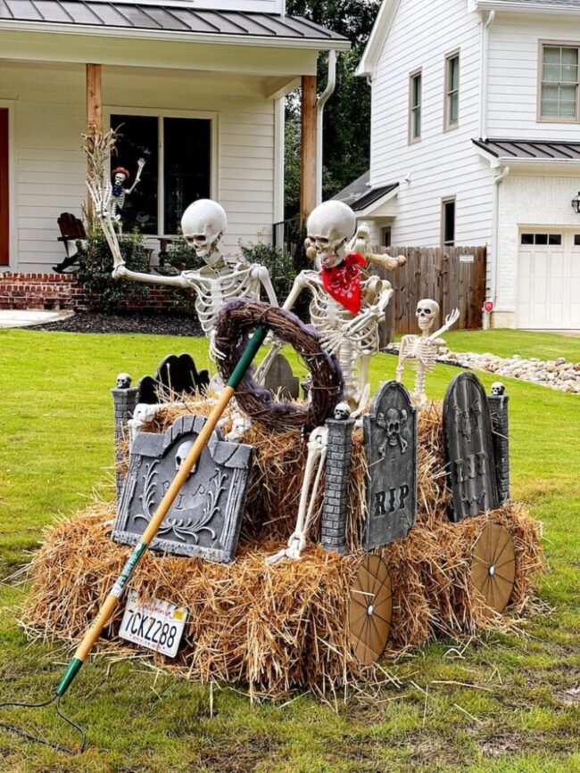 Skeletons Riding on a Hay Wagon