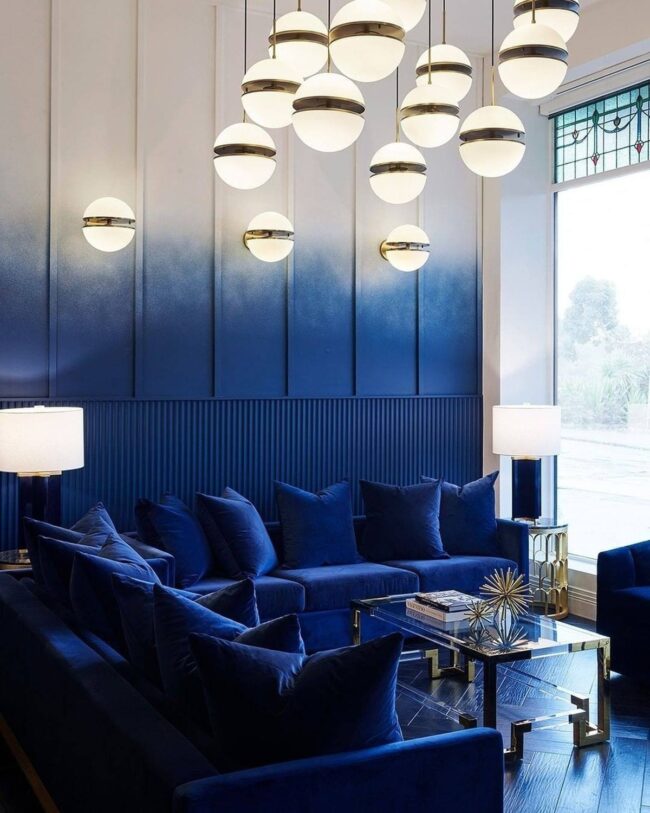 Modernist Blue with Dramatic Lighting