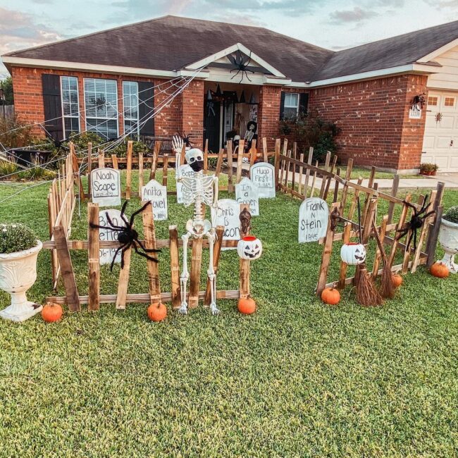 Humorous Tombstone Halloween Setup