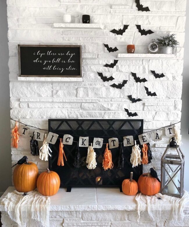 Trick-or-Treat Themed Fireplace Accent