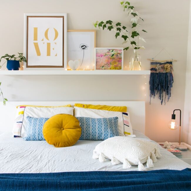 Vibrant Floating Shelf with Personal Touches