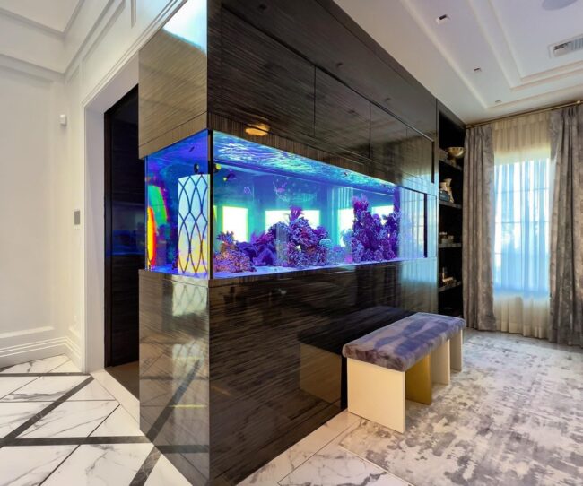 High-End Aquarium in Luxurious Living Room