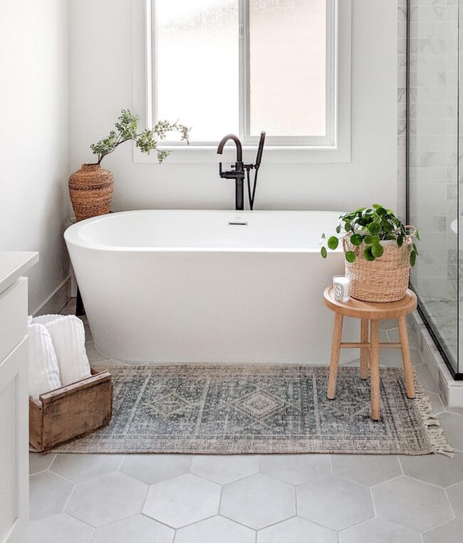 Tranquil Minimalist Bathroom with Freestanding Tub