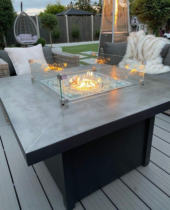 Sleek Fire Pit with Glass Guard