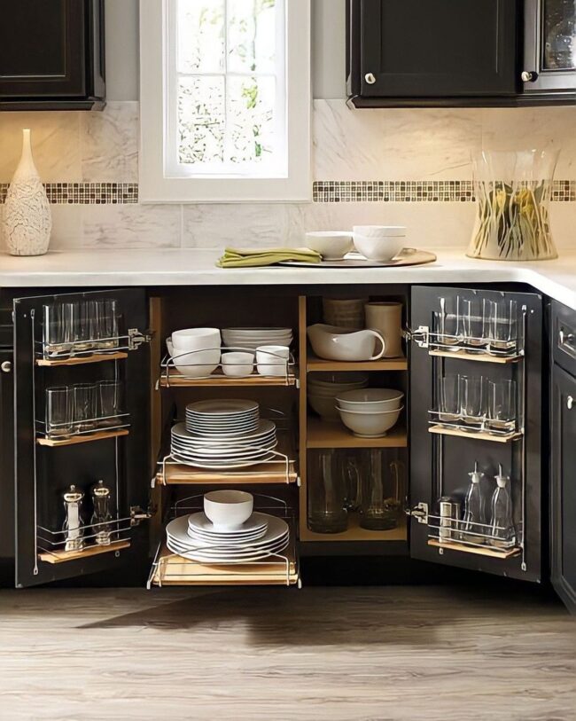 Pull-Out Drawers for Everyday Dish Storage