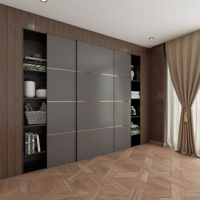 Built-In Shelving with Dark Elegance