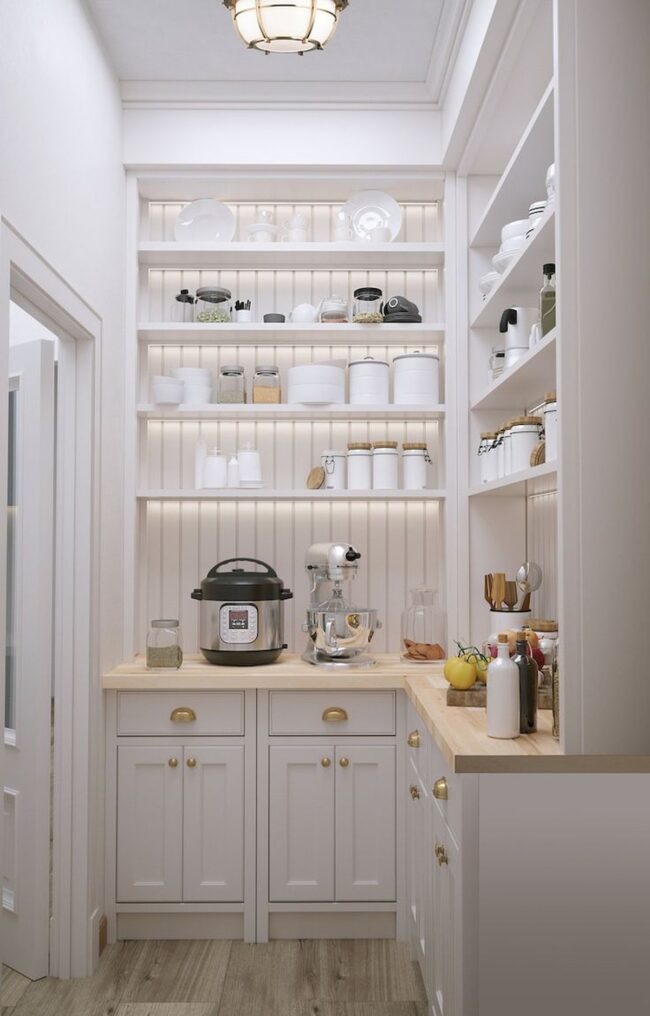 Open Shelving for a Compact Pantry