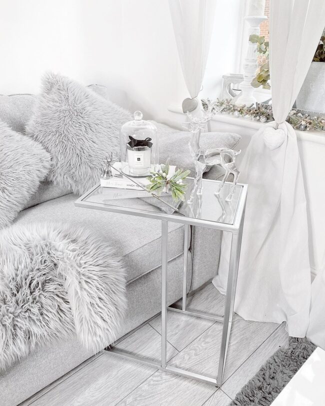 Cozy Silver and Glass Side Table Design