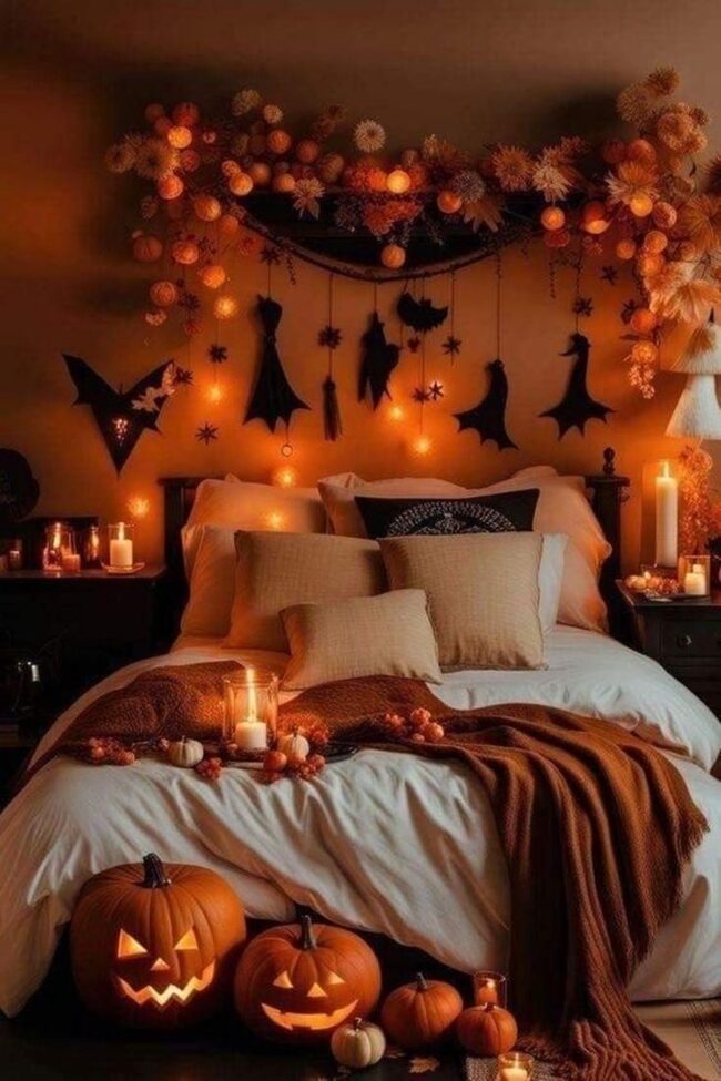 Bedroom with Shadows and Halloween Dreams