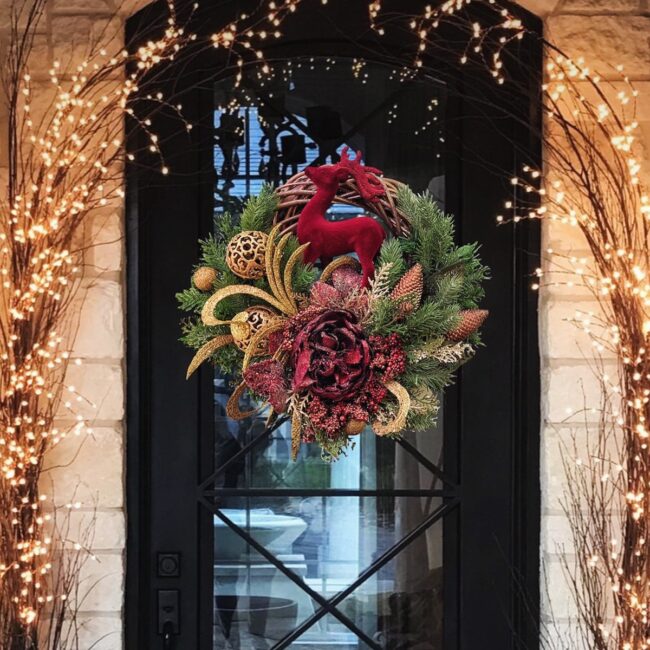 Bold & Festive Wreath with Red & Gold Accents