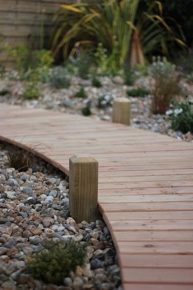 Flowing Wooden Waves on the Path