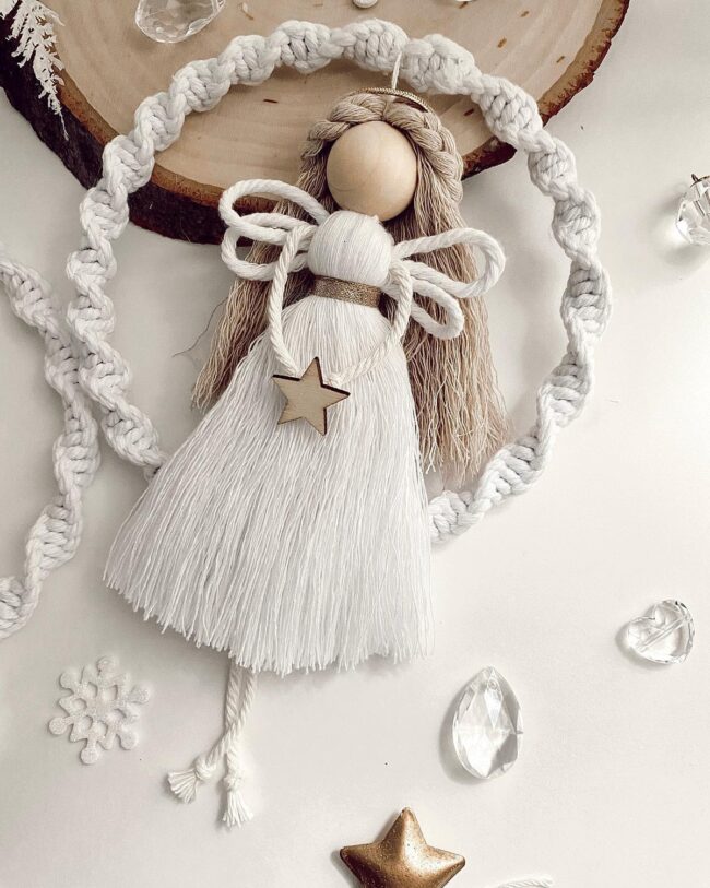 A Delicate Macrame Angel for a Soft Holiday Look