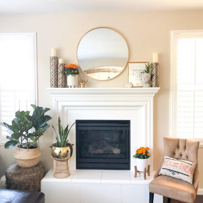 Bright and Cheerful Living Room Mantel