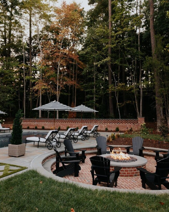 Poolside Fire Pit with Lounge Area