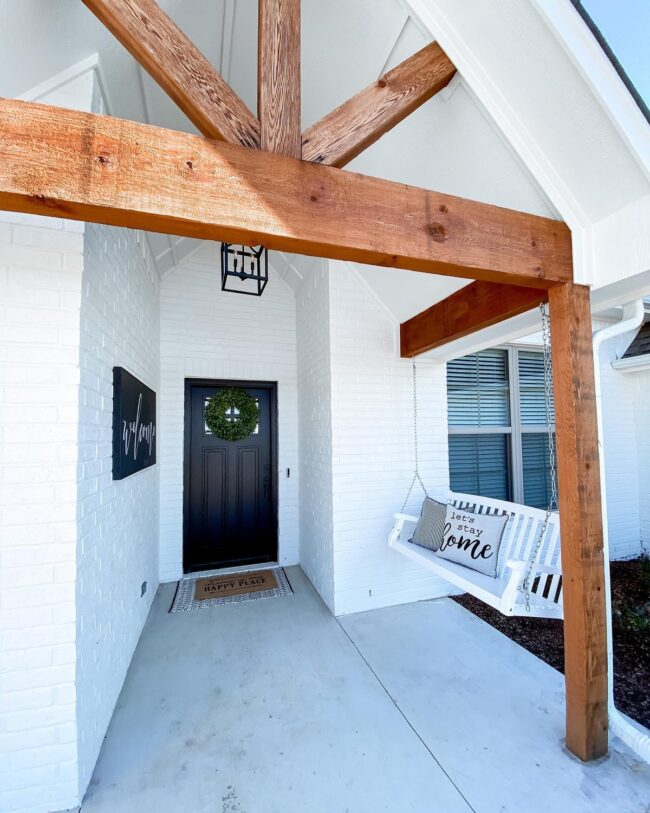 Inviting Porch with Rich Wooden Features