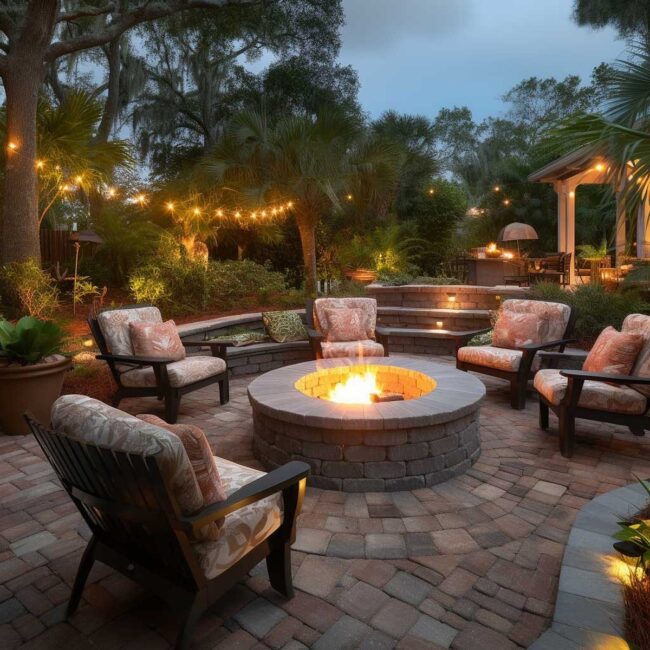 Lush Garden Fire Pit Retreat