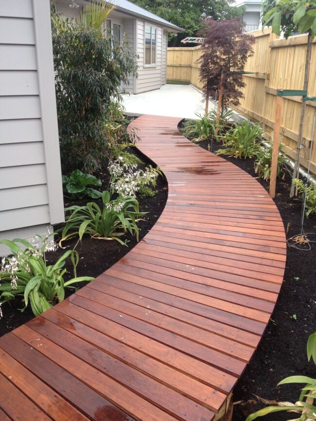 The Harmony of Wood and Stone Pathways