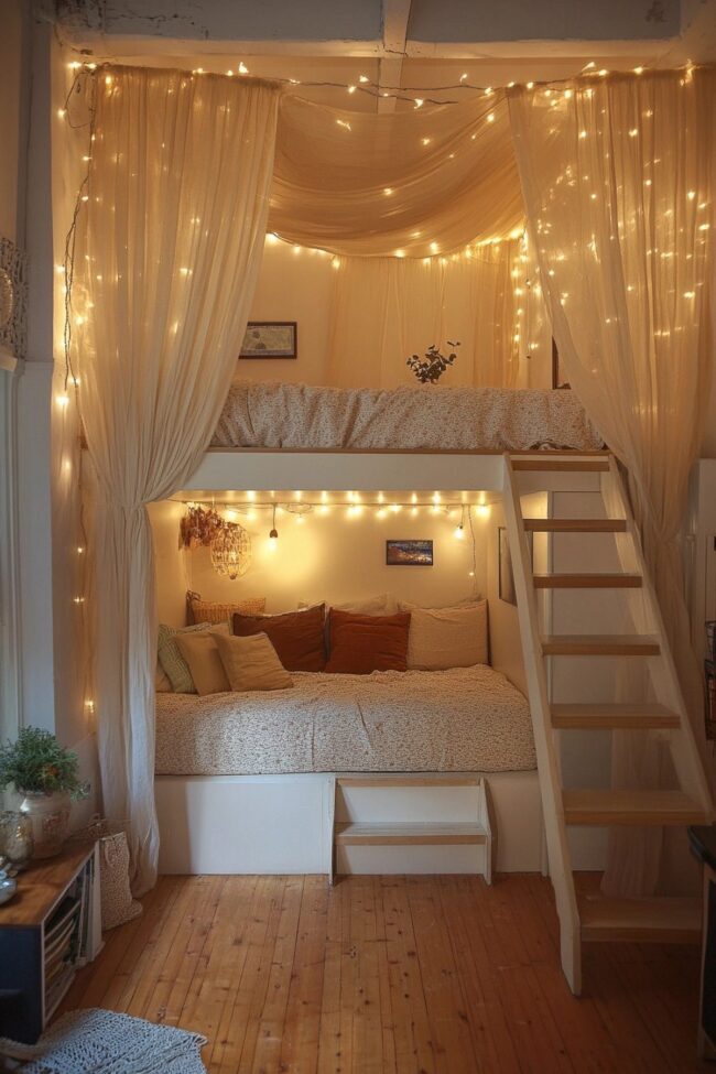 Loft Bed with Canopy Design